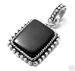 Sterling Silver Onyx Classy Bordered Pendant A2411  