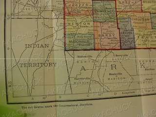 Antique 1901 COLOR MAP of MISSOURI MO Kenyan Co. ART  
