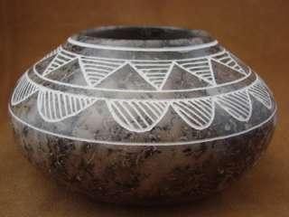 Native American Pottery Hand Etched Pot by Gary Yellow Corn Acoma 