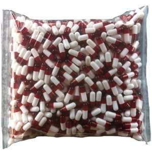  1000 gelatin gel capsules size 0 White/Red~ Kosher 