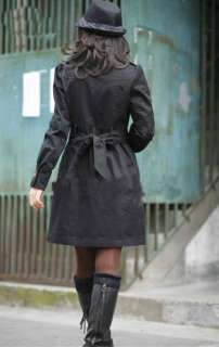 New Fashion Womens Ladies Slim Fit Trench Double Breasted Coat Jacket 