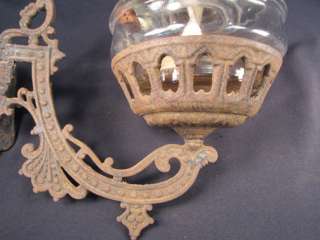 FAB Antique Ornate Cast Iron Victorian Wall Oil Kerosene Lamp Holder 