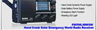DEGEN DE16 FM/FML/MW/SW Solar Power World Band Portable Radio Receiver 