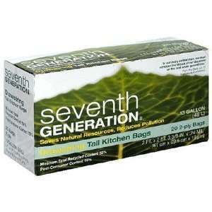 Seventh Generation Kitchen, Tall Garbage W/Drawstrings, 20 Count (Pack 