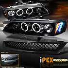 1994 1997 Honda Accord 2/4D TYPE R Grill+JDM BLACK Halo LED Projector 