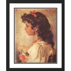   Framed and Double Matted Head of a Italian Girl