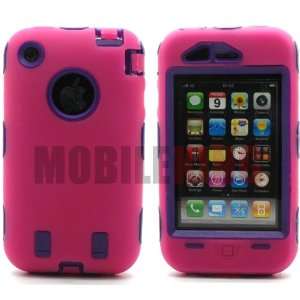 Dual Ultra Rugged Shock Proof Protector Case Hot Pink Silicone Cover 