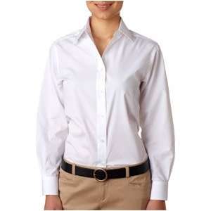   Womens Long Sleeve Dress Shirt, White, Medium
