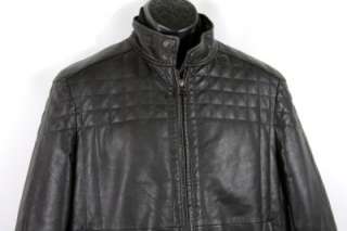 Hugo Boss Fandis Black Quilted Lamb Leather Biker Jacket Size 38 R 
