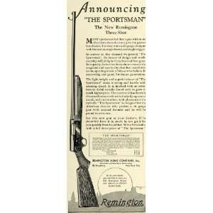1930 Ad Remington Arms Sportsman Three Shot Hunt Rifle   Original 