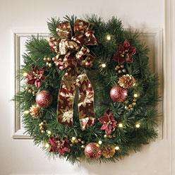 Holiday Prelit Lighted Decorated Battery Operated CHRISTMAS WREATH NeW 