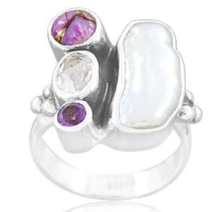 925 Sterling Silver Freshwater Pearl Purple Turquoise Crystal Amethyst 