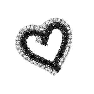 10K White Gold 0.5cttw Heartily Inlove Prong Set Black and White Round 