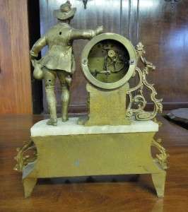 ORNATE, FRENCH ANTIQUE, FIGURAL MARBLE MANTLE CLOCK
