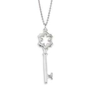    .925 Sterling Silver Cutout Skeleton Key Pendant Charm Jewelry