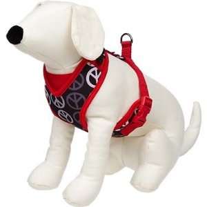  Mesh Harness for Dogs in Red & Black with Peace Signs