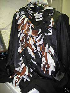 Scarf Fleece Boa Handmade football pattern black gray  