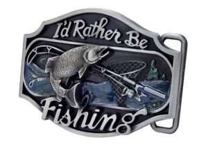   Rather be Fishing Metal Belt Buckle Redneck Western Sport Bass  
