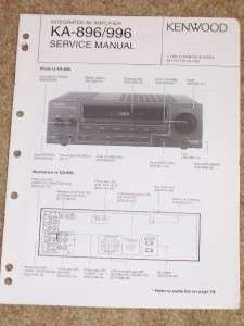 Kenwood KA 896/996 Amplifier Service Manual Parts List  