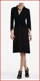 BCBG BLACK TAZAR BOW WAIST SHIRT COLLAR DRESS 4 NWT $218 S54 