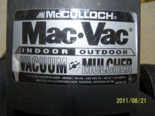 MCCULLOCH MAC VAC Shop Sweep Indoor/Outdoor Vacuum  