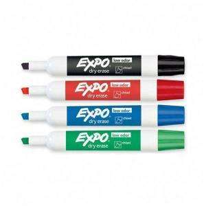 Expo Low Odor Chisel Dry Erase Marker Asst 4pk #80074  
