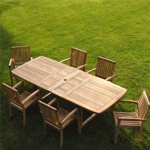   Double Extension Table & 6 Patara Arm Chairs & Cushions Patio, Lawn