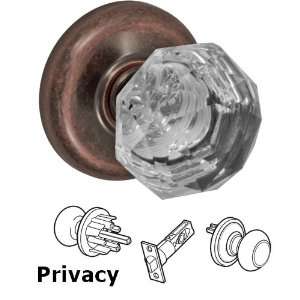  Privacy crystal clear knob with radius rose in antique 