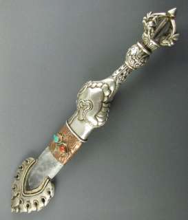 11 Tibet Tibetan Silver Armor Crystal Phurpa Dagger  