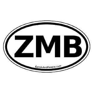Zambia ZMB Africa State Car Bumper Sticker Decal Oval Black and White