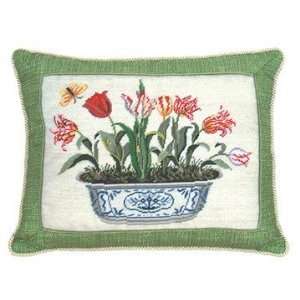   Inch Tulip in Pot Petit Point Pillow with Trimming