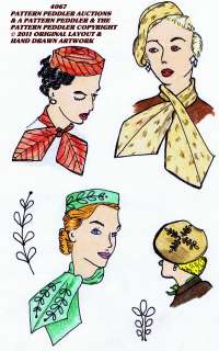 Vint 50s Millinary HATS & ASCOTS Scarf Fabric Pattern  