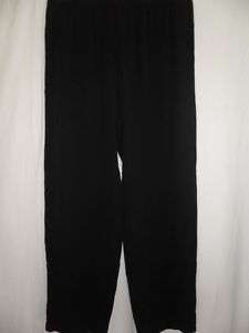 Eileen Fisher Black Straight Pant Silk Georgete Crepe M  