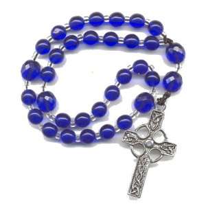  Anglican Prayer Beads, Rosary   Cobalt & Fire Polished 