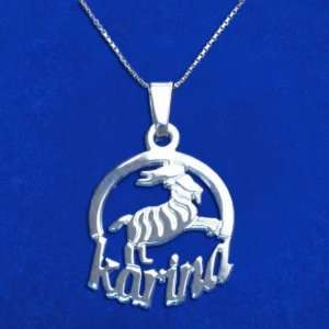  Sterling Silver Capricorn Sign Name Pendant Jewelry