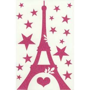 Eiffel Tower Small Sequined Pink Decal
