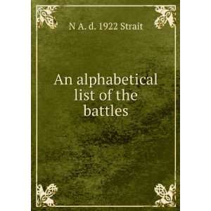 An alphabetical list of the battles N A. d. 1922 Strait  