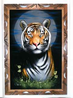 Master Jose Ortiz Black Velvet SIGNED Tiger Painting  