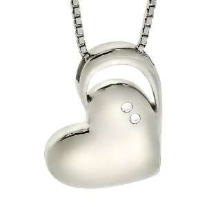 Sterling Silver and Diamond Heart Necklace Jewelry