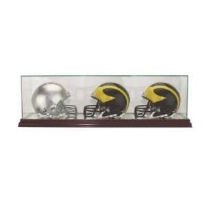  Triple Football Mini Helmet Display Case   Glass Top with 
