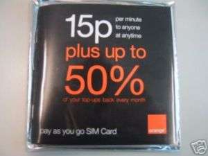 ORANGE UK PAY AS YOU GO GSM SIM CARD ACTIVATED  