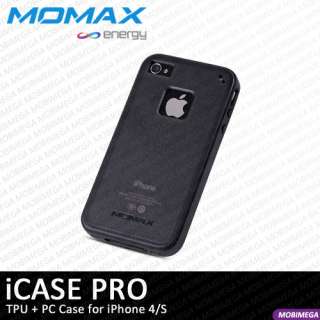  iCase Pro PC + TPU Soft Case Cover Shell iPhone 4 4S w Screen Shield 