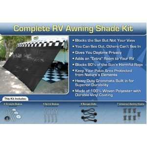  RV Awning Shade Kit 8x13 Complete RV Shade Kit (Black 