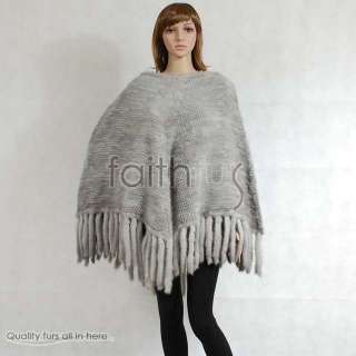 Womens mink fur knitted cape/poncho with fringe trimmed. Excellent 