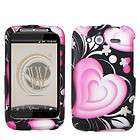 for NEW HTC WildFire S RUBBER SNAP ON PINK GRAY BLACK HEART SKIN HARD 