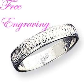 4mm Sterling Silver Diamond Cut Wedding Band Ring S6  