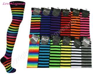 NEW Flirt Thigh High Over The Knee Socks Stripe Various Colours Size 4 