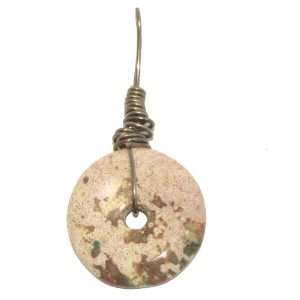  Jasper Pendant 21 Brown Red Green Donut Spotted Stone Wire 