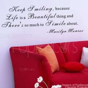  Life is a Beautiful thing Marilyn Monroe words decals