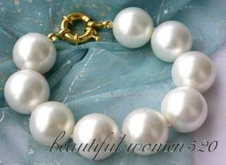 big 8 20mm round white south sea shell pearl bracelet  